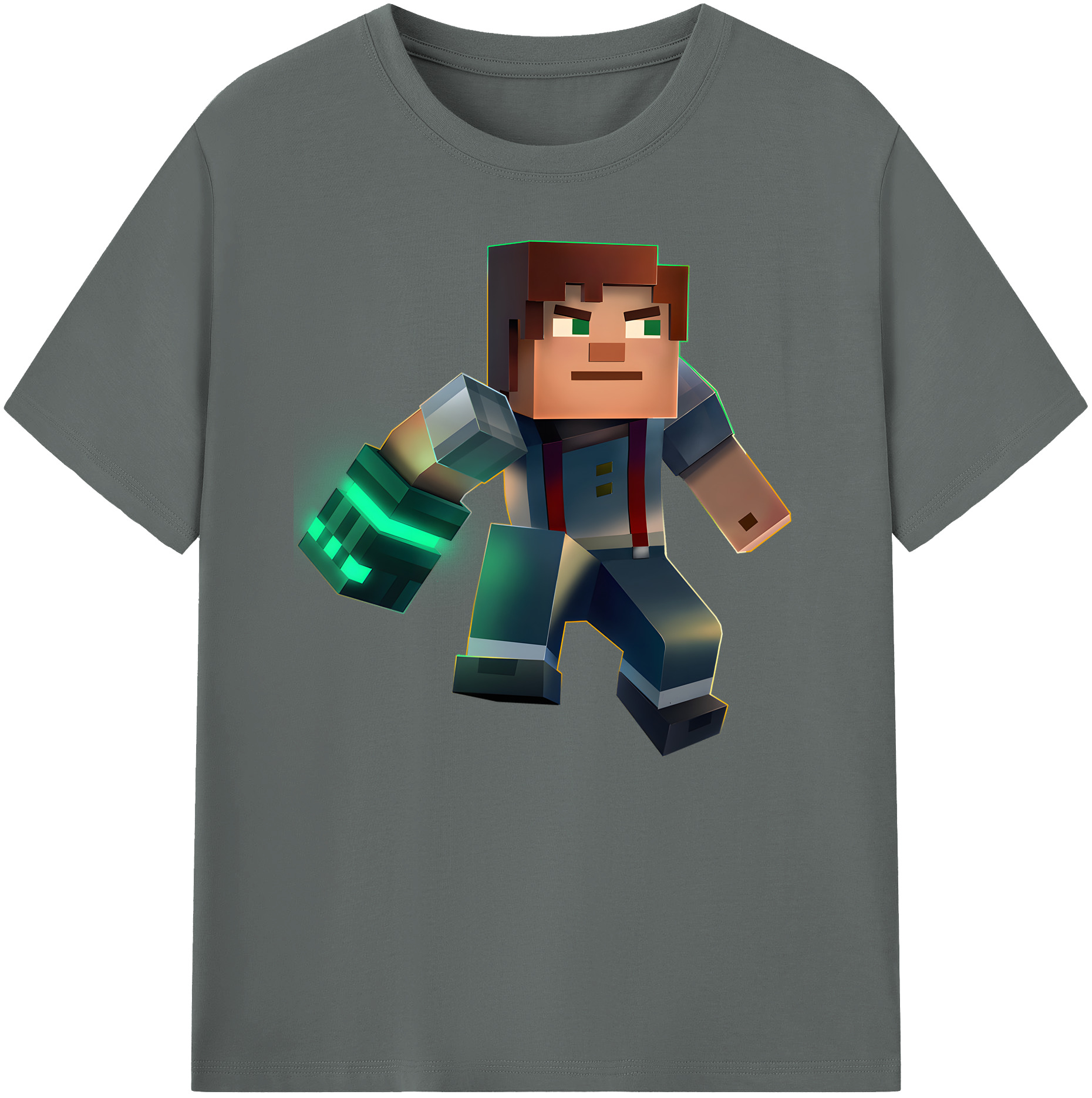 （画像用） マインクラフト ブロックの世界 Minecraft MC Block world 綿100％ メンズ半袖Tシャツ｜肌触りやわらか＆通気性